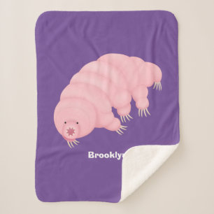 Cute pink tardigrade water bear cartoon sherpa blanket