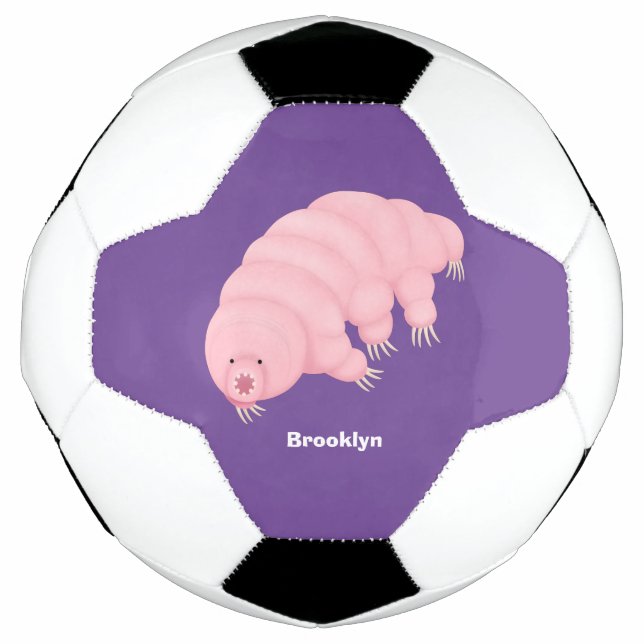 Cute pink tardigrade water bear cartoon soccer ball (Front)