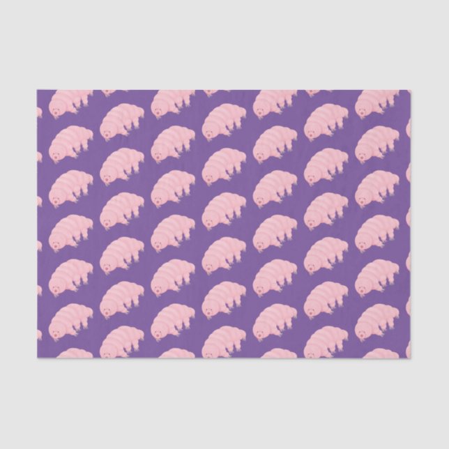 Cute pink tardigrade water bear cartoon  tissue paper (Front)
