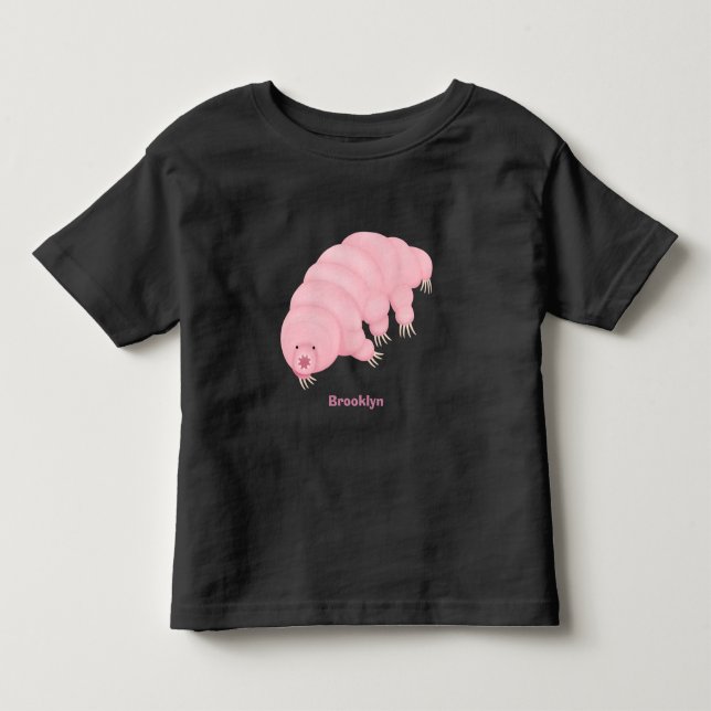 Cute pink tardigrade water bear cartoon toddler T-Shirt (Front)