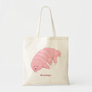 Cute pink tardigrade water bear cartoon tote bag