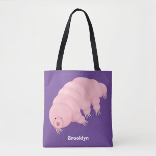 Cute pink tardigrade water bear cartoon tote bag