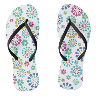 Cute Pink Teal Dot Flower Pattern Jandals