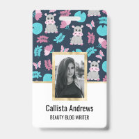 Cute Pink Teal Hippo Floral Butterfly Lily Pad