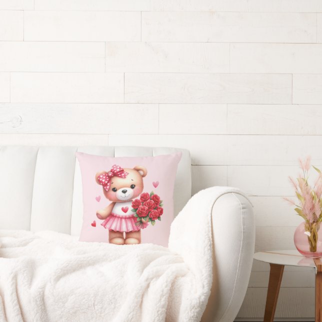 cute pink teddy bear cushion (Couch)