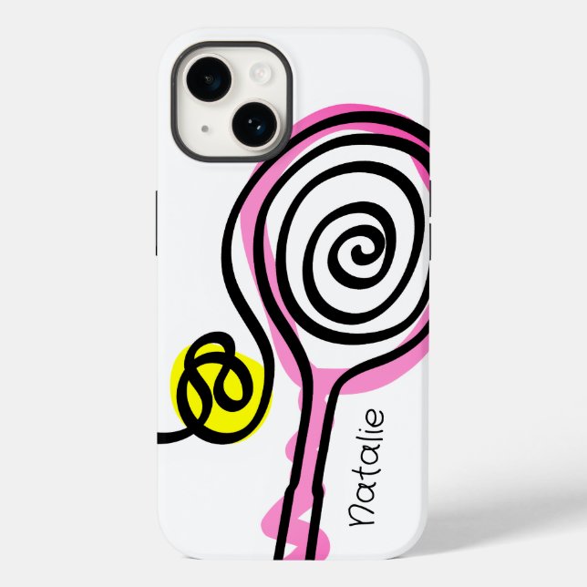 Cute pink tennis racket Case-Mate iPhone 14 Case (Back)