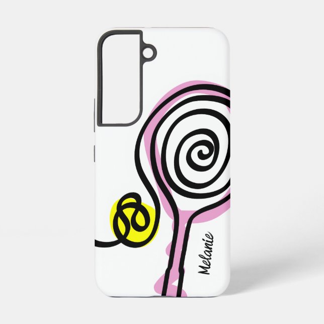 Cute pink tennis racket Samsung Galaxy S22 Case (Back)