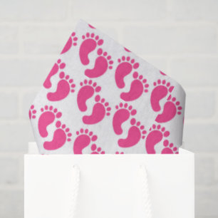 Cute pink tiled baby feet pattern tissue paper