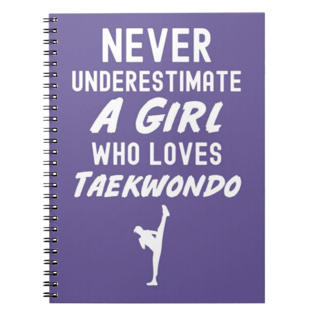 Cute Pink TKD Gifts For Baby Girls Kids Taekwondo Notebook (Front)