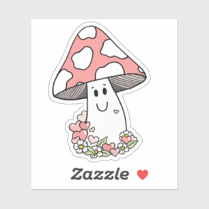 Cute Pink Toadstool Sticker