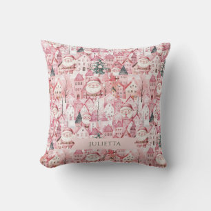 Cute Pink Town Santa Claus Christmas  Cushion