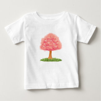 "Cute Pink Tree Illustration – Watercolor Nature A Baby T-Shirt
