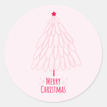 Cute Pink Tree Modern Merry Christmas