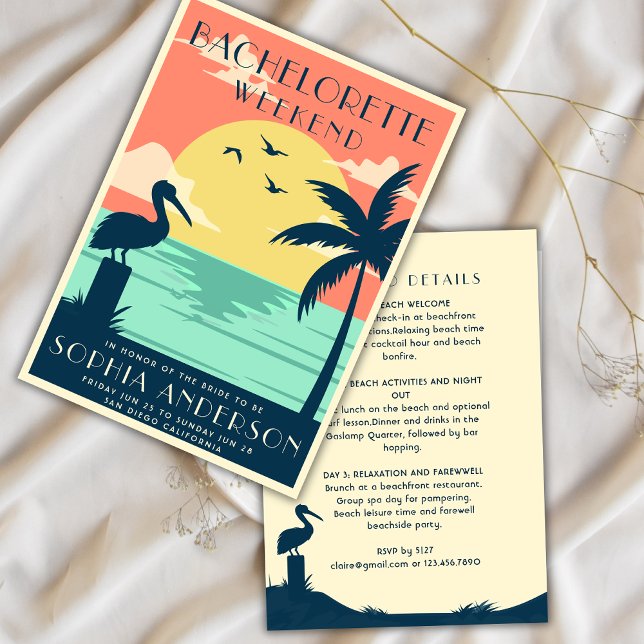 Cute PInk Tropical Bachelorette Weekend Party Invitation (Creator Uploaded)