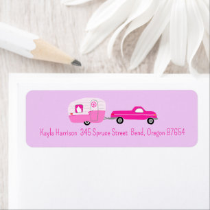 Cute Pink Truck & Trailer Custom Return Address