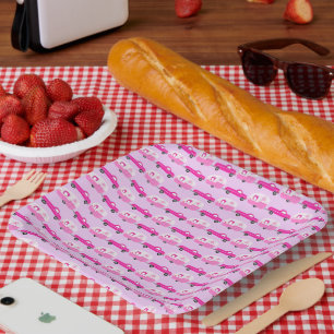 Cute Pink Truck & Trailer RV Adventure Paper Plate