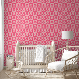 Cute Pink Tulip Garden Pattern Wallpaper