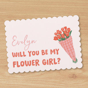 Cute Pink Tulips Personalised Flower Girl Proposal Card