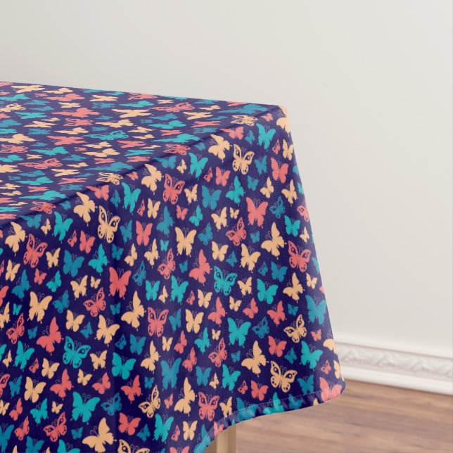 Cute pink turquoise contemporary butterfly purple tablecloth (In Situ)