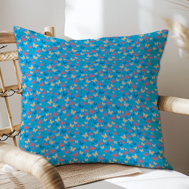 Cute pink turquoise teal butterfly pattern cushion (Creator Uploaded)