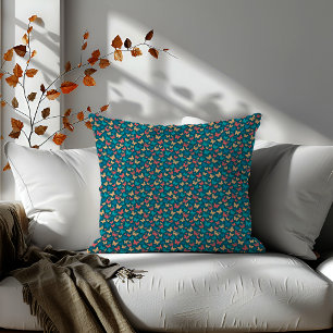 Cute pink turquoise teal butterfly pattern cushion