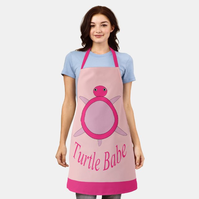 Cute Pink Turtle Babe Apron (Worn)