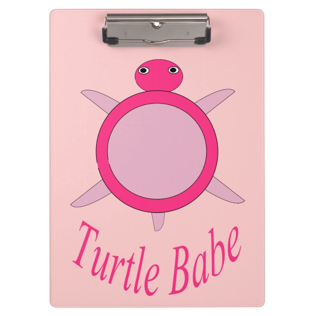 Cute Pink Turtle Babe Clipboard (Front)