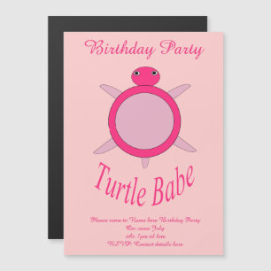 Cute Pink Turtle Babe Custom Invites