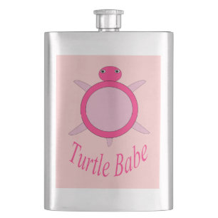 Cute Pink Turtle Babe Flasks