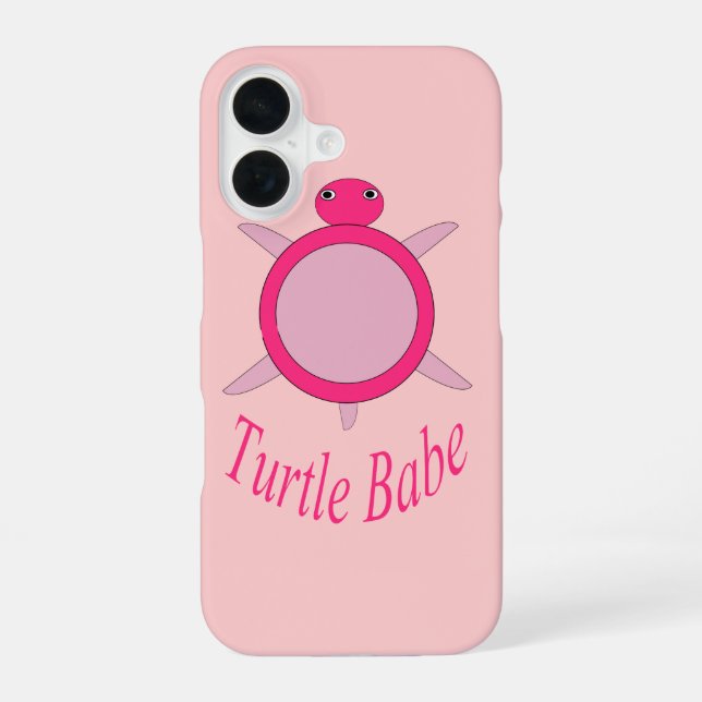 Cute Pink Turtle Babe iPhone 16 Case (Back)