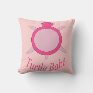 Cute Pink Turtle Babe Outdoor Pillow