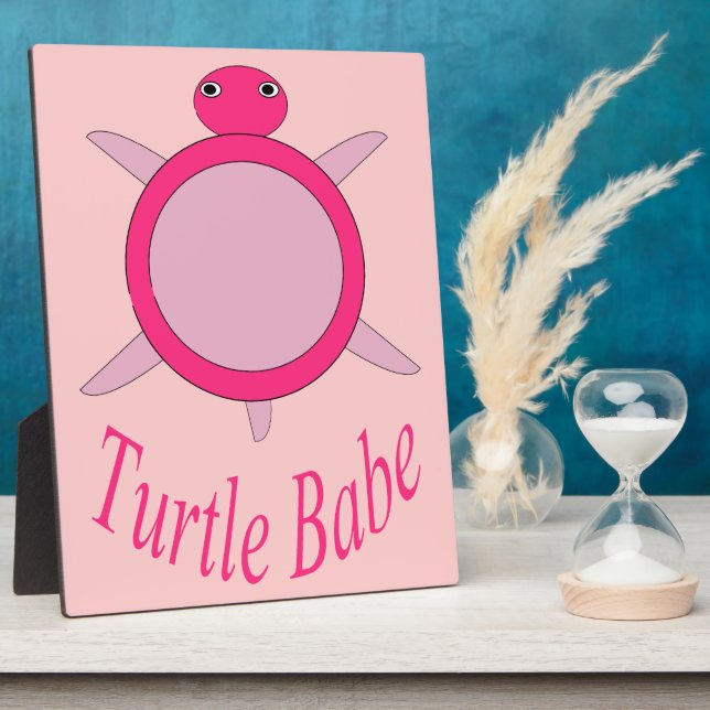Cute Pink Turtle Babe Plaque (Side)