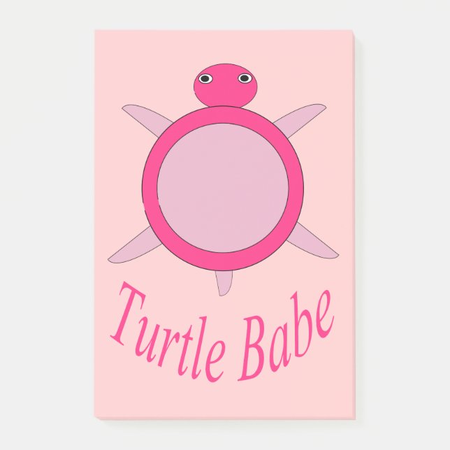Cute Pink Turtle Babe Post it notes Pad (Front)