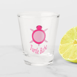 Cute Pink Turtle Babe Shot Glass