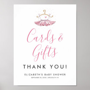 Cute Pink Tutu Ballerina Baby Shower Cards Gifts Poster