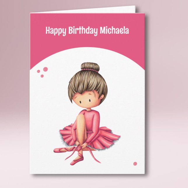 Cute Pink Tutu Ballerina Girl Birthday Card (Creator Uploaded)