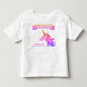 Cute Pink Unicorn 1st Birthday Girl Toddler T-Shirt