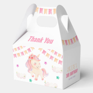 Cute Pink Unicorn Bunting Flag Birthday Favour Box