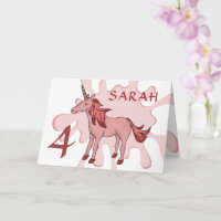 Cute Pink Unicorn Colour Splash Girl Happy Birthda