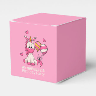 Cute Pink Unicorn Girl Birthday Party Favour Box