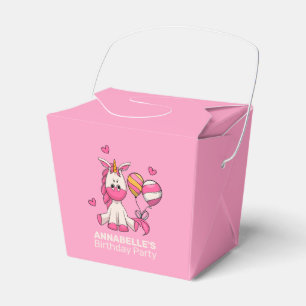 Cute Pink Unicorn Girl Birthday Party Favour Box