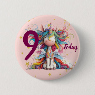 Cute Pink Unicorn Girl's Birthday 6 Cm Round Badge