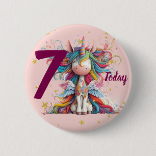 Cute Pink Unicorn Girl's Birthday 6 Cm Round Badge