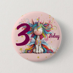Cute Pink Unicorn Girl's Birthday 6 Cm Round Badge