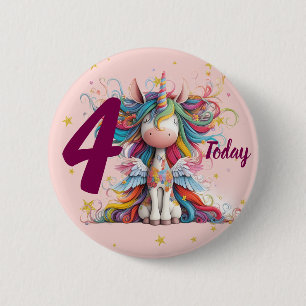 Cute Pink Unicorn Girl's Birthday 6 Cm Round Badge