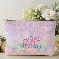 Cute Pink Unicorn Glitter rhinestone Drip monogram