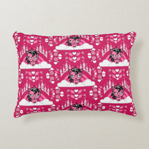 Cute Pink Unicorn Land And Castle  Decorative Cushion