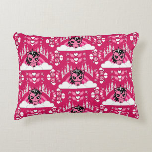 Cute Pink Unicorn Land And Castle  Decorative Cushion