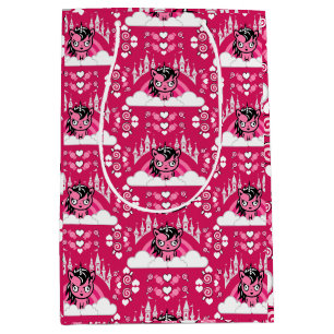 Cute Pink Unicorn Land And Castle Medium Gift Bag