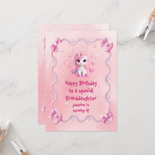 Cute Pink Unicorn magical Birthday card